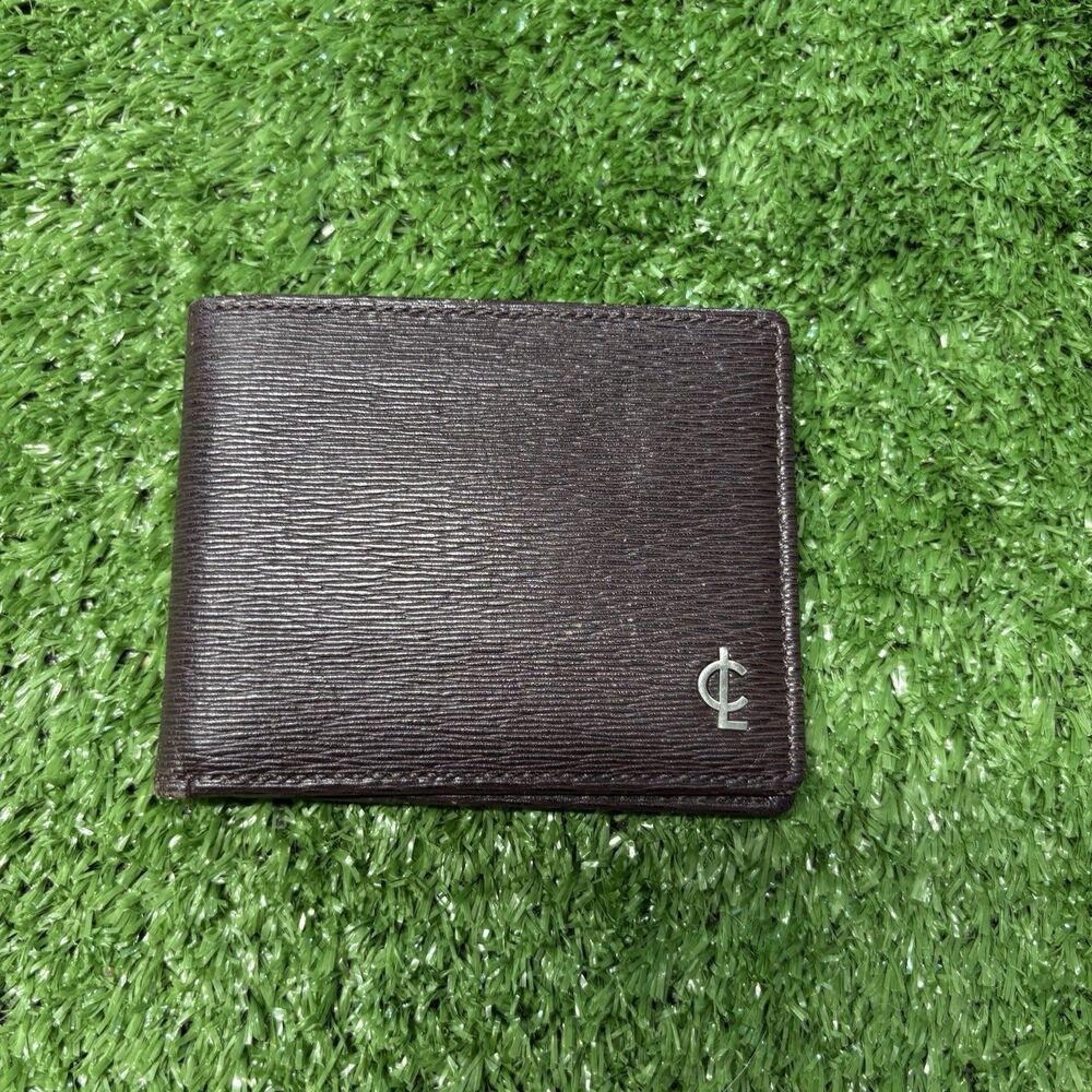 Mens Coach Brown Leather Textured Bifold Wallet Card Cash Holder Pre Owned GUC